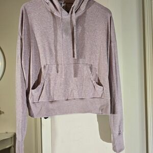 Marika Womens Heathered Mauve Pink Cropped Hoodie Thumbhole Pullover ZLP1120T M